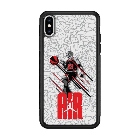 Air Jordan The Jumpingman iPhone XS Case-Rubber Black (2D Case)-Oxvistore