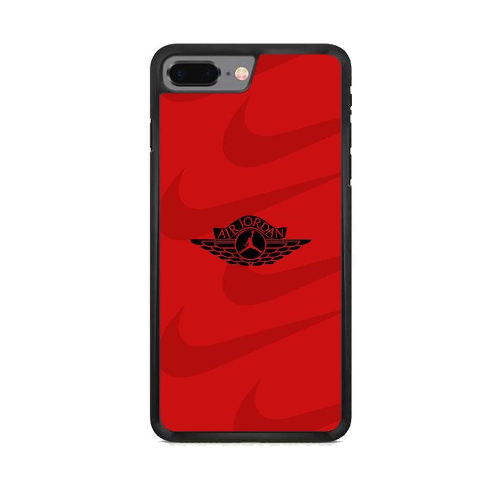 Air Jordan x Nike Black Red iPhone 8 Plus Case-Rubber Black (2D Case)-Oxvistore