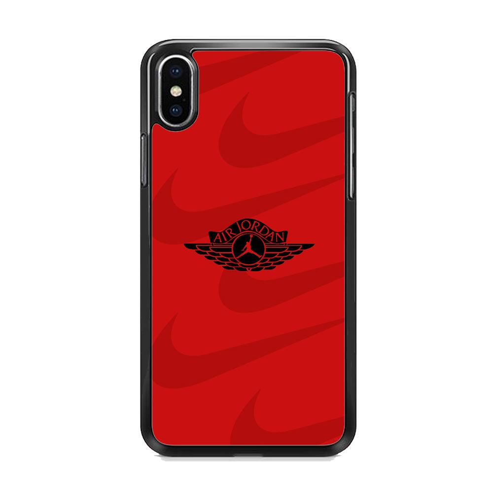 Air Jordan x Nike Black Red iPhone XS MAX Case-Rubber Black (2D Case)-Oxvistore