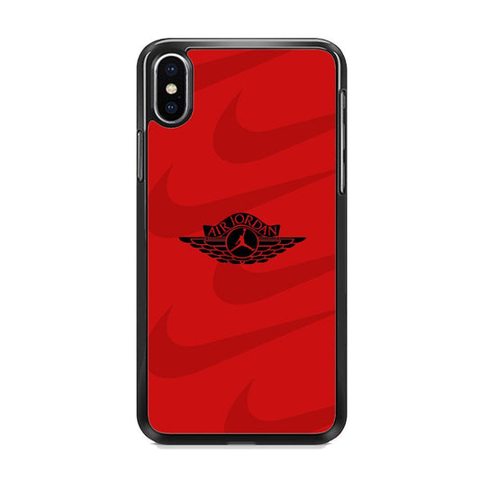 Air Jordan x Nike Black Red iPhone XS MAX Case-Rubber Black (2D Case)-Oxvistore