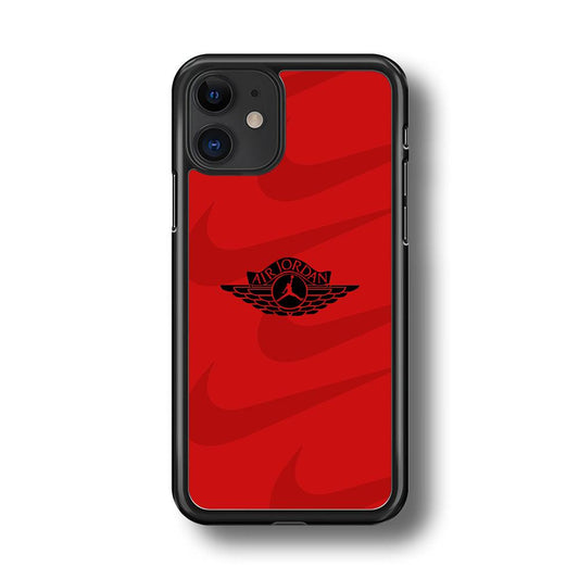 Air Jordan x Nike Black Red iPhone 11 Case-Rubber Black (2D Case)-Oxvistore