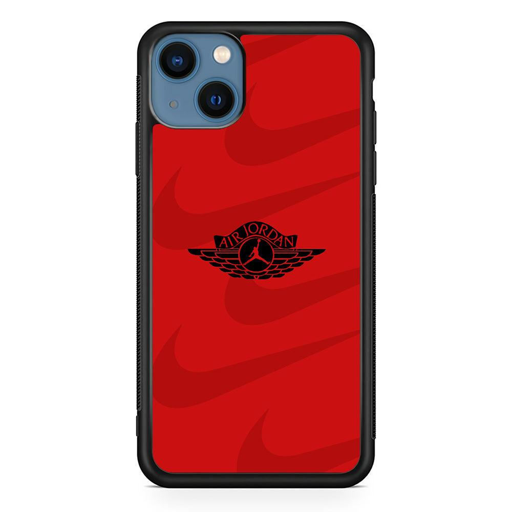 Air Jordan x Nike Black Red iPhone 14 Case-Rubber Black (2D Case)-Oxvistore