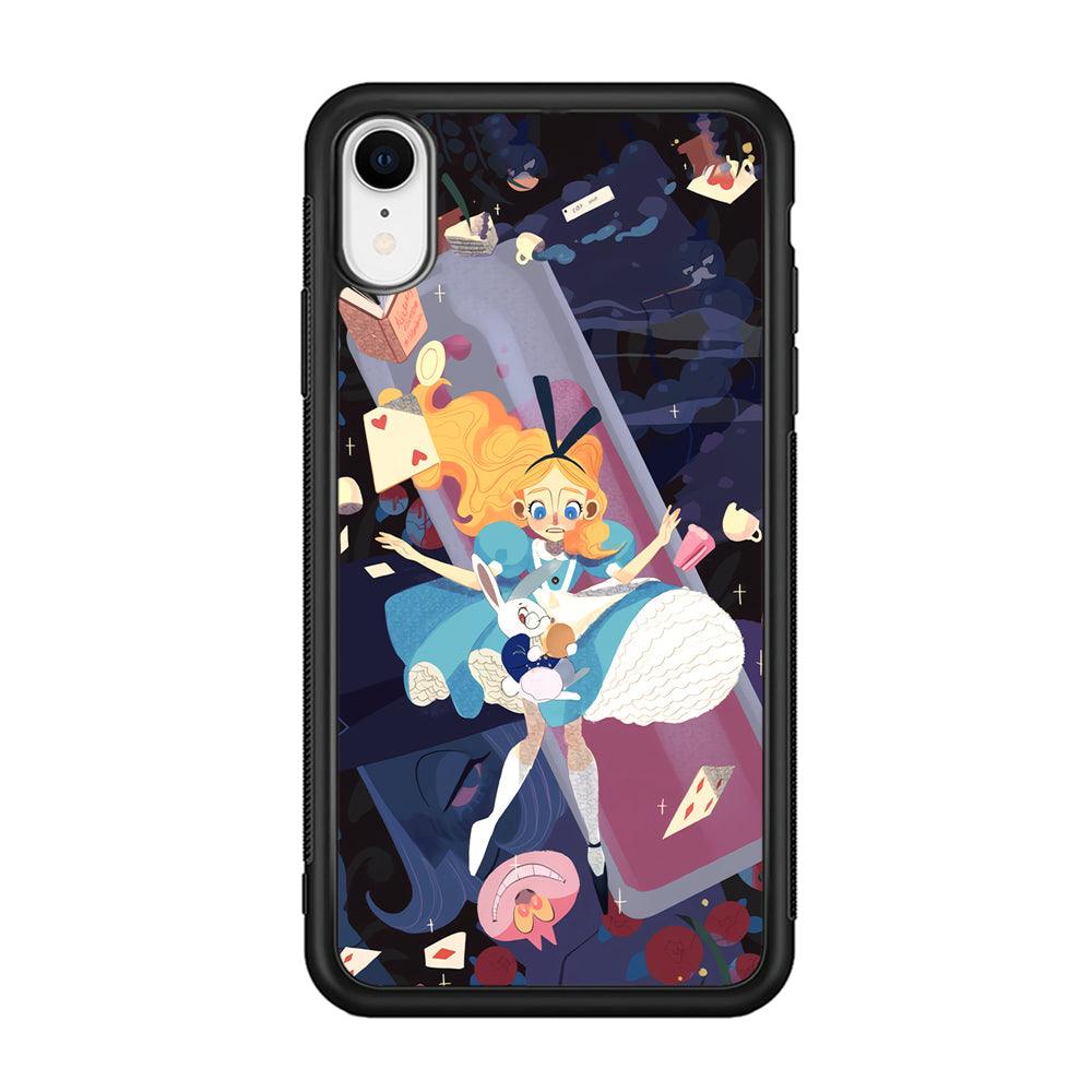 Alice in Wonderland Flying Down iPhone XR Case-Rubber Black (2D Case)-Oxvistore