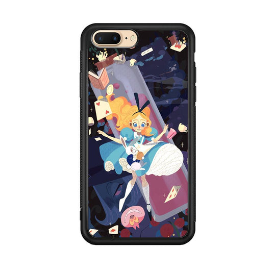 Alice in Wonderland Flying Down iPhone 8 Plus Case-Rubber Black (2D Case)-Oxvistore