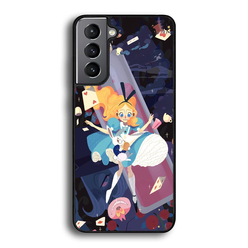 Alice in Wonderland Flying Down Samsung Galaxy S24 Case-Rubber Black (2D Case)-Oxvistore