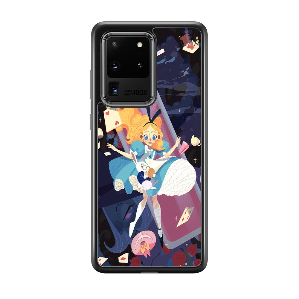 Alice in Wonderland Flying Down Samsung Galaxy S20 Ultra Case-Rubber Black (2D Case)-Oxvistore