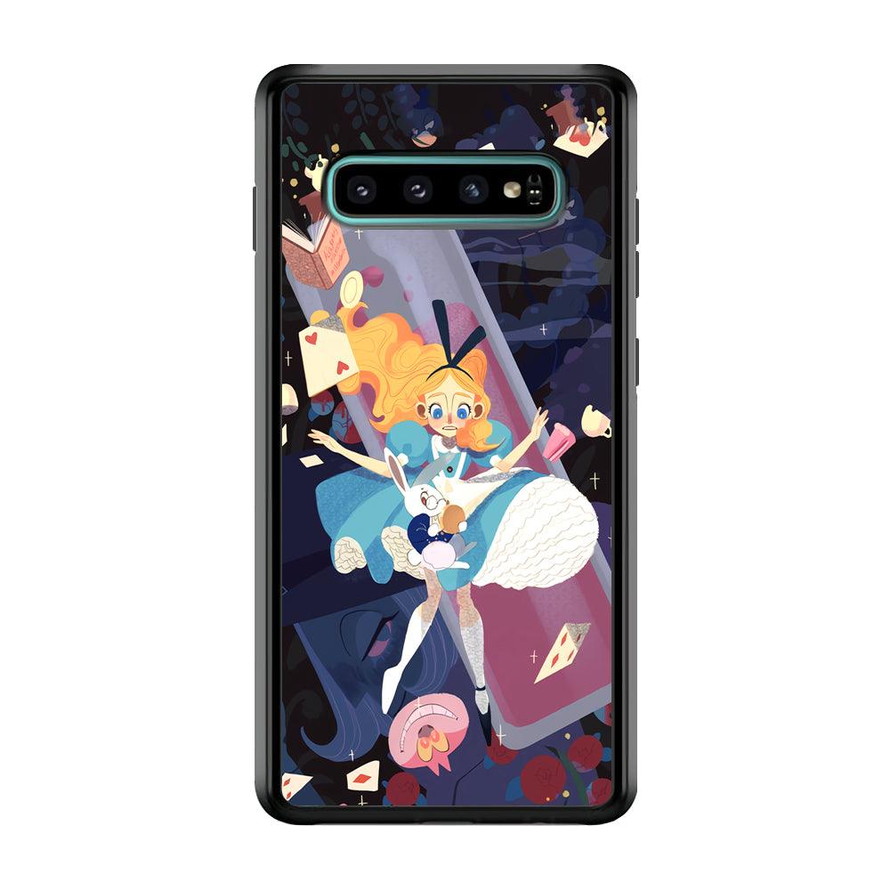 Alice in Wonderland Flying Down Samsung Galaxy S10 Case-Rubber Black (2D Case)-Oxvistore