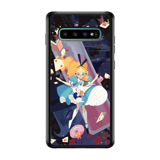 Alice in Wonderland Flying Down Samsung Galaxy S10 Case-Rubber Black (2D Case)-Oxvistore