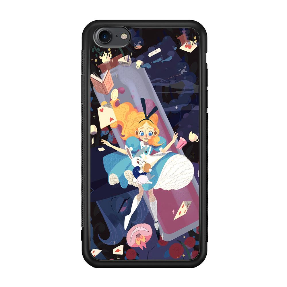 Alice in Wonderland Flying Down iPhone 7 Case-Rubber Black (2D Case)-Oxvistore