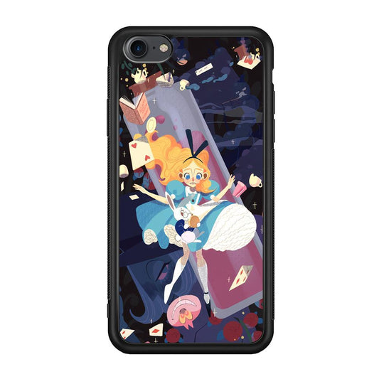 Alice in Wonderland Flying Down iPhone 7 Case-Rubber Black (2D Case)-Oxvistore