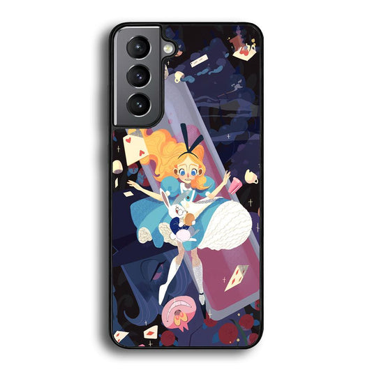 Alice in Wonderland Flying Down Samsung Galaxy S23 Plus Case-Rubber Black (2D Case)-Oxvistore