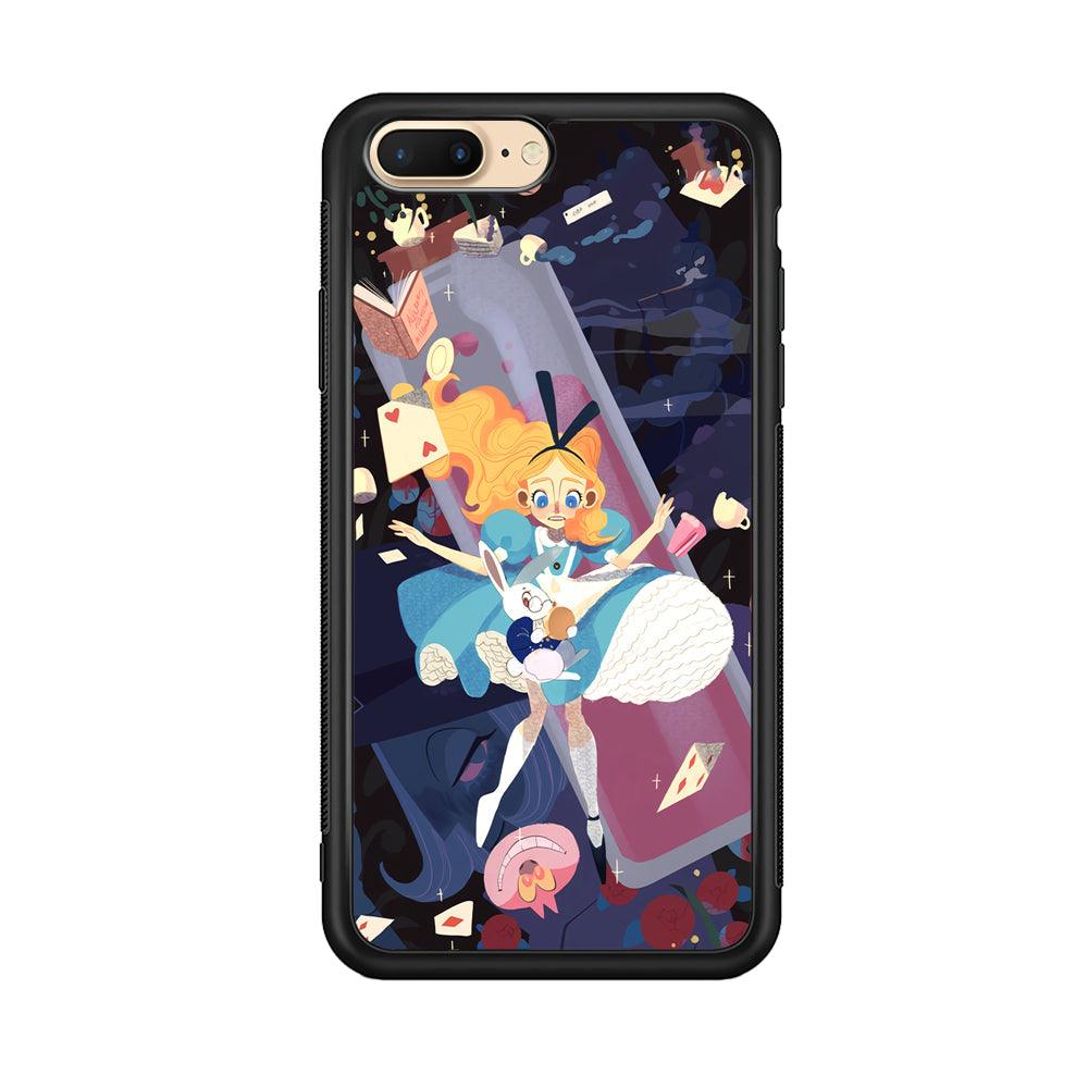 Alice in Wonderland Flying Down iPhone 7 Plus Case-Rubber Black (2D Case)-Oxvistore