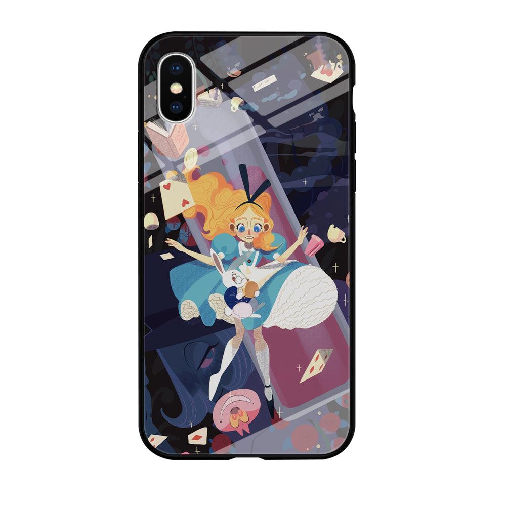 Alice in Wonderland Flying Down iPhone X Case-Oxvistore