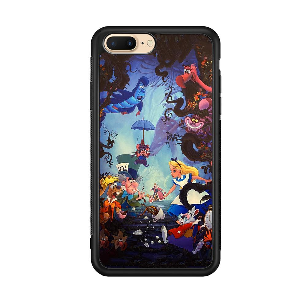Alice in Wonderland Spilled Tea iPhone 8 Plus Case-Rubber Black (2D Case)-Oxvistore