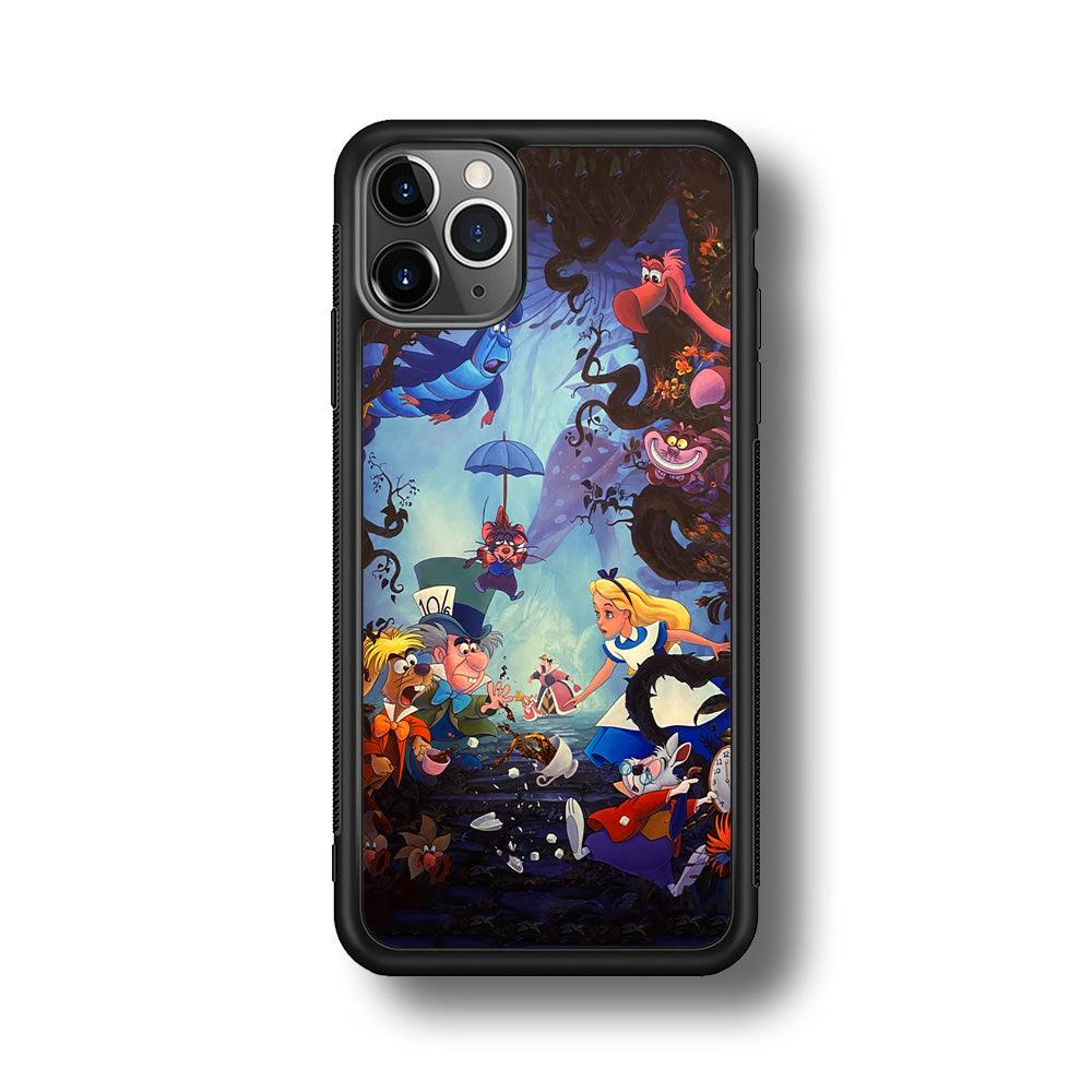 Alice in Wonderland Spilled Tea iPhone 11 Pro Max Case-Rubber Black (2D Case)-Oxvistore
