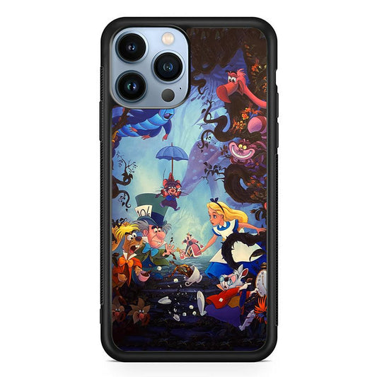 Alice in Wonderland Spilled Tea iPhone 13 Pro Max Case-Rubber Black (2D Case)-Oxvistore