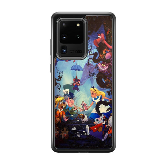 Alice in Wonderland Spilled Tea Samsung Galaxy S20 Ultra Case-Rubber Black (2D Case)-Oxvistore