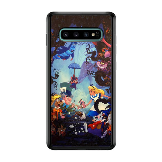 Alice in Wonderland Spilled Tea Samsung Galaxy S10 Case-Rubber Black (2D Case)-Oxvistore