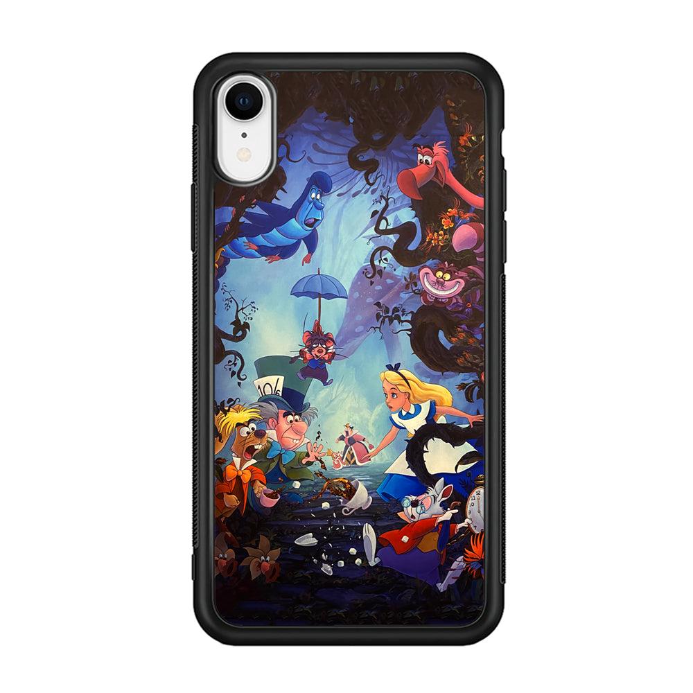 Alice in Wonderland Spilled Tea iPhone XR Case-Rubber Black (2D Case)-Oxvistore