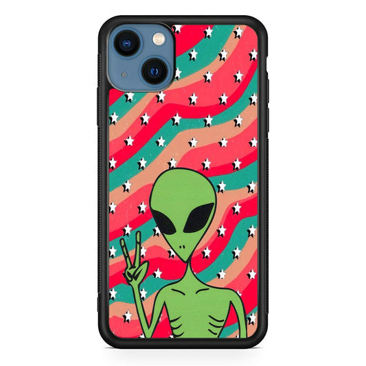Alien Prove of Peace iPhone 13 Case-Rubber White (2D Case)-Oxvistore