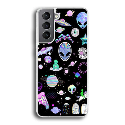 Alien Sticker Space Theme Samsung Galaxy S21 Plus Case-Oxvistore