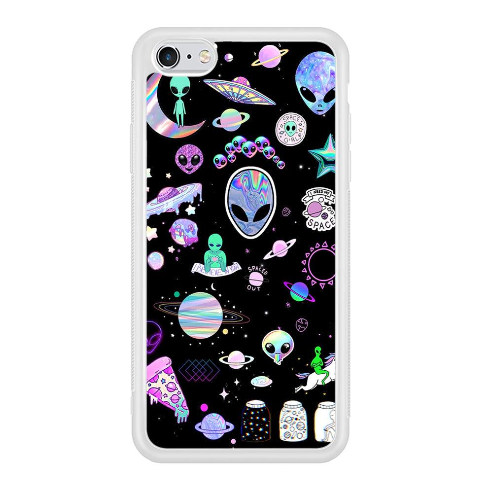 Alien Sticker Space Theme iPhone 6 Plus | 6s Plus Case-Oxvistore