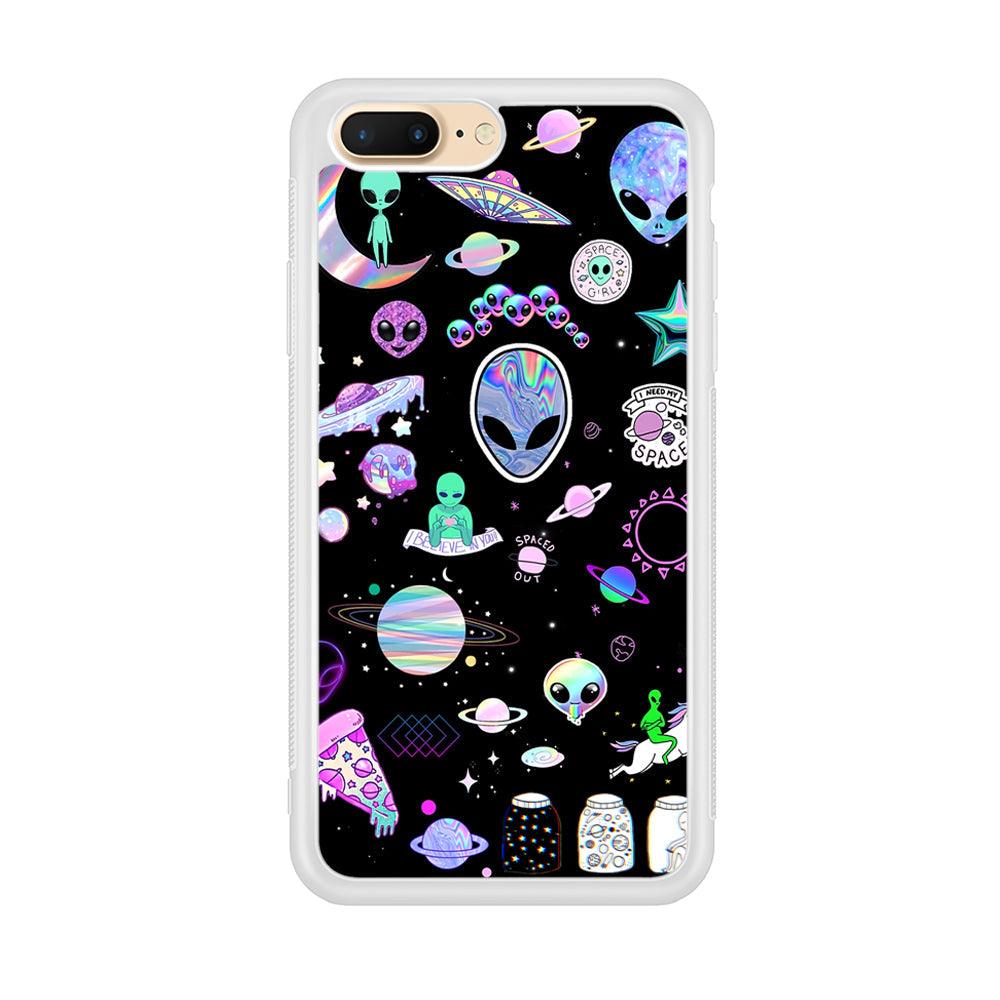 Alien Sticker Space Theme iPhone 7 Plus Case-Oxvistore