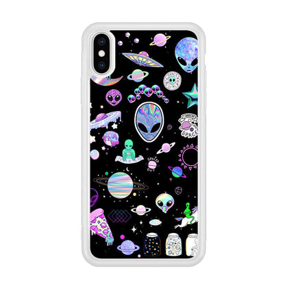 Alien Sticker Space Theme iPhone X Case-Oxvistore