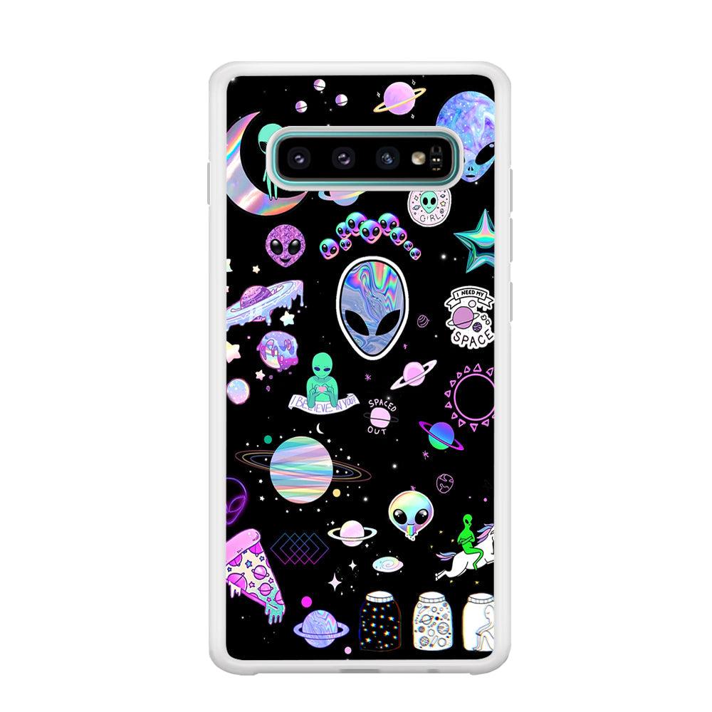 Alien Sticker Space Theme Samsung Galaxy S10 Plus Case-Oxvistore