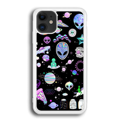 Alien Sticker Space Theme iPhone 12 Case-Oxvistore