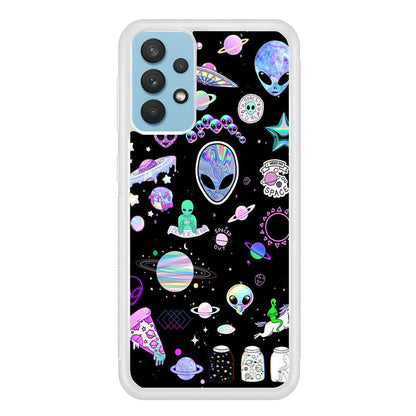 Alien Sticker Space Theme Samsung Galaxy A32 Case-Oxvistore