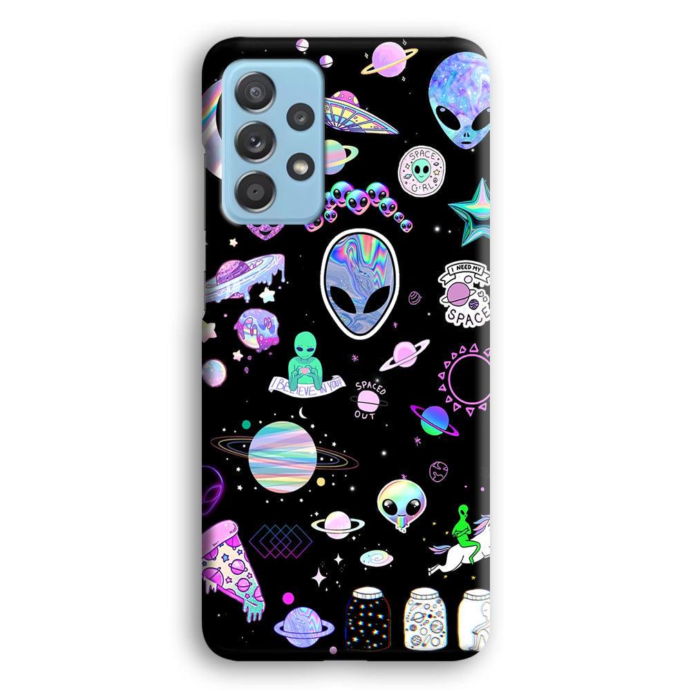 Alien Sticker Space Theme Samsung Galaxy A52 Case-Oxvistore