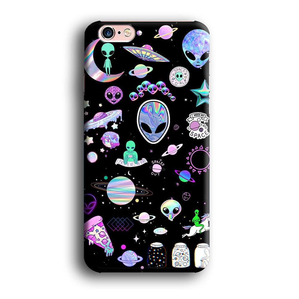 Alien Sticker Space Theme iPhone 6 Plus | 6s Plus Case-Oxvistore