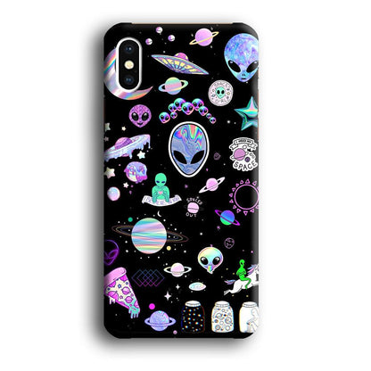 Alien Sticker Space Theme iPhone X Case-Oxvistore