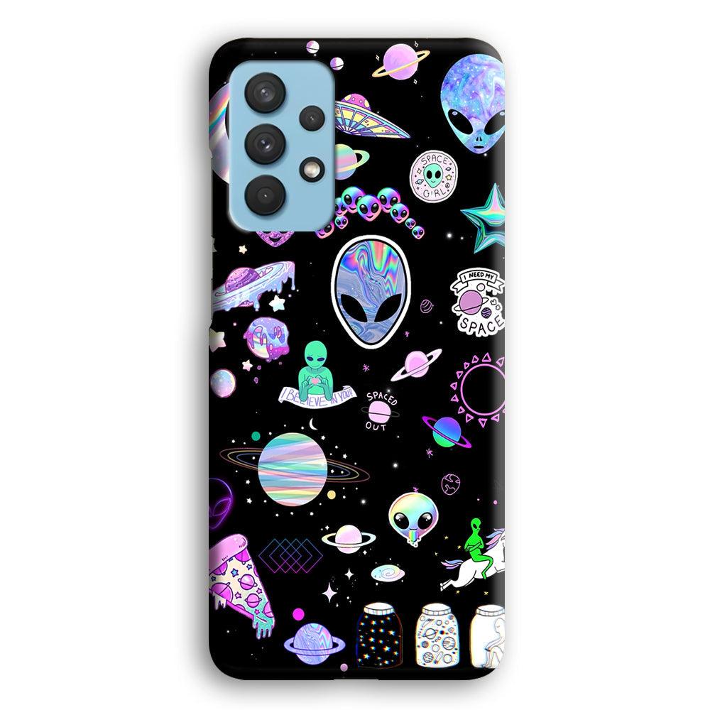 Alien Sticker Space Theme Samsung Galaxy A32 Case-Oxvistore