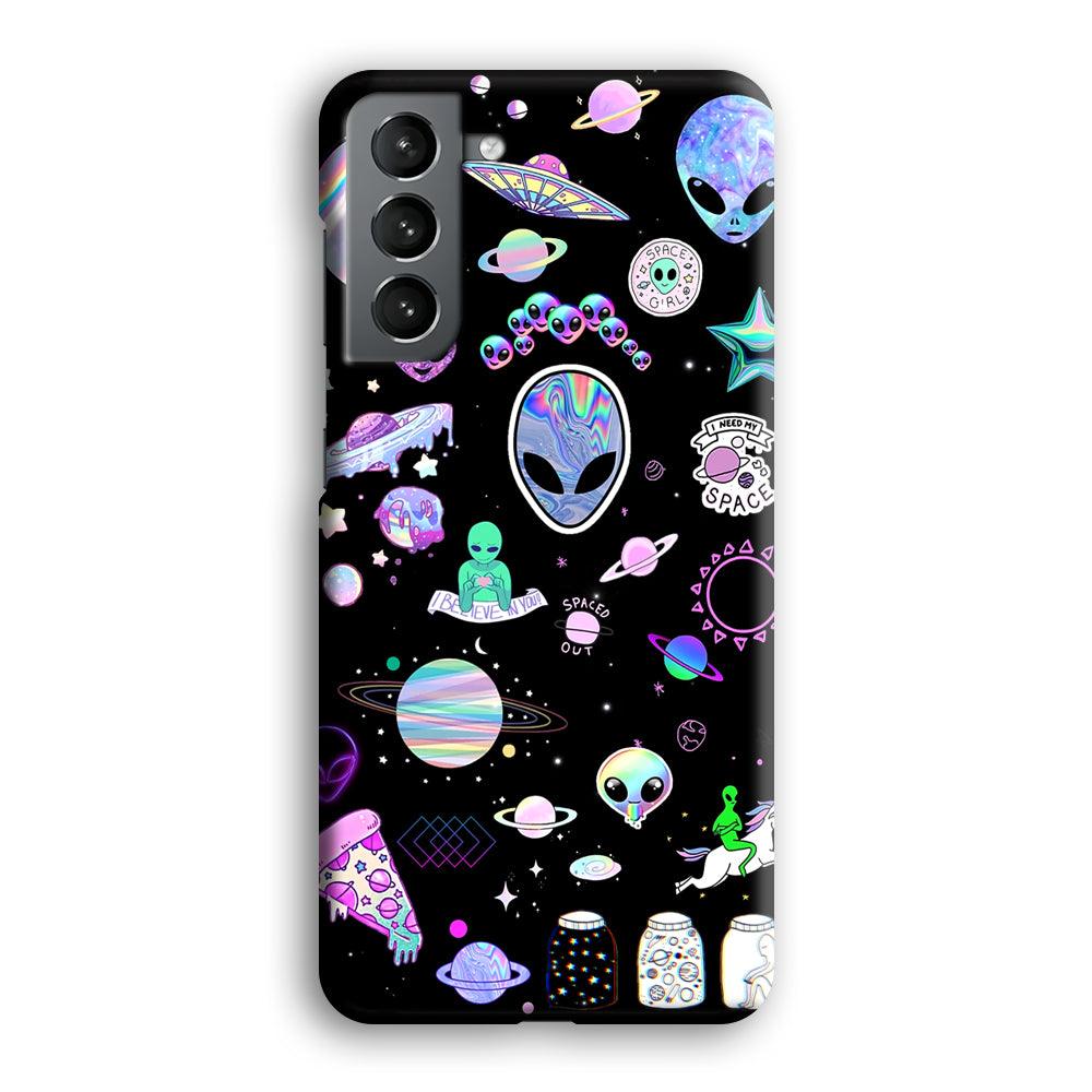 Alien Sticker Space Theme Samsung Galaxy S21 Case-Oxvistore