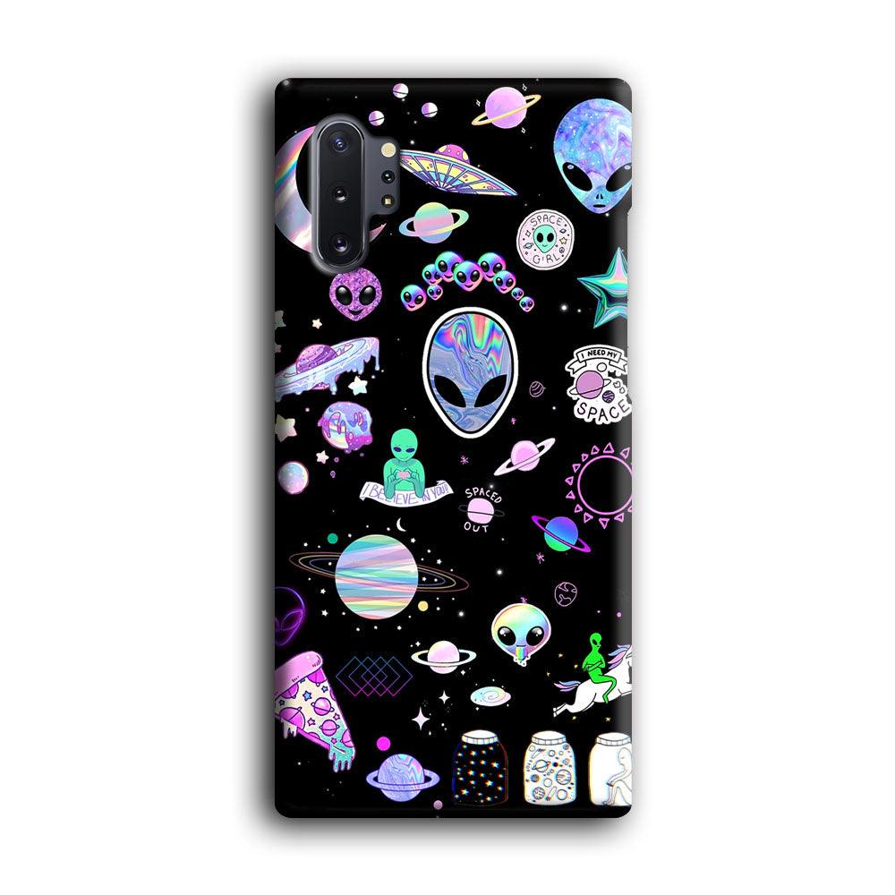 Alien Sticker Space Theme Samsung Galaxy Note 10 Plus Case-Oxvistore