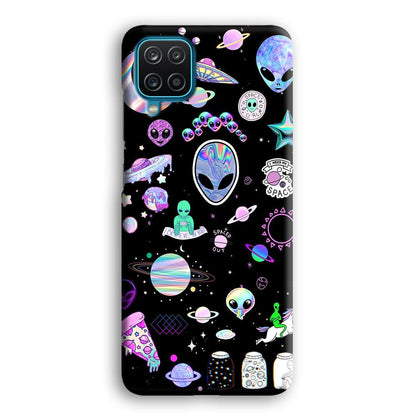 Alien Sticker Space Theme Samsung Galaxy A12 Case-Oxvistore