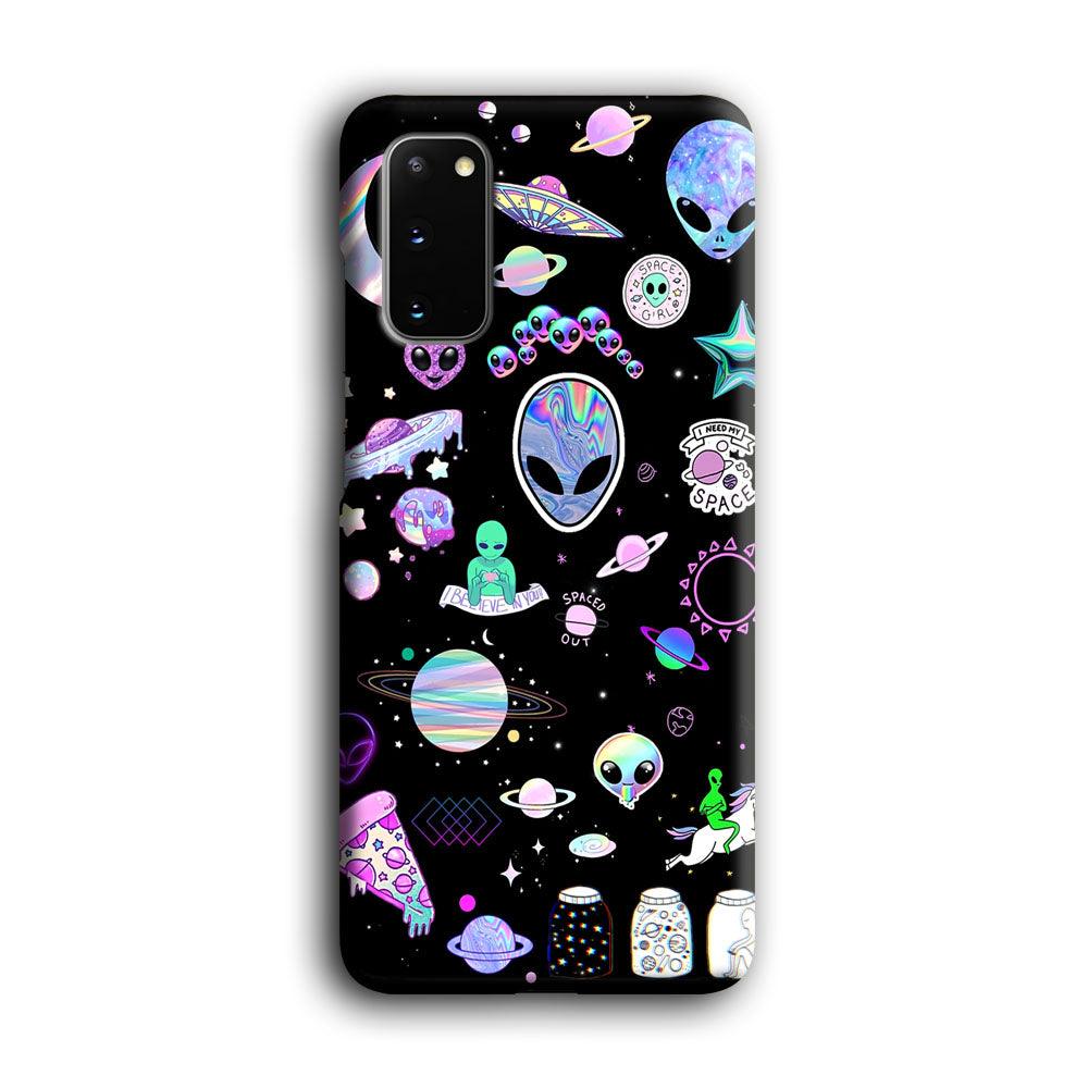 Alien Sticker Space Theme Samsung Galaxy S20 Case-Oxvistore