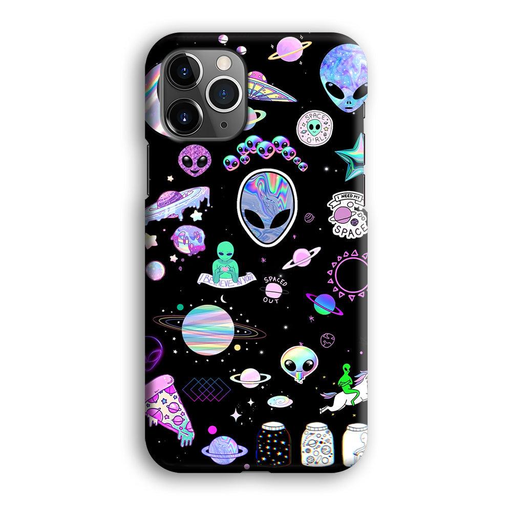 Alien Sticker Space Theme iPhone 12 Pro Case-Oxvistore