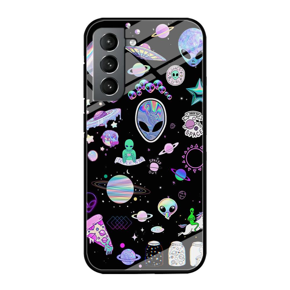 Alien Sticker Space Theme Samsung Galaxy S21 Plus Case-Oxvistore