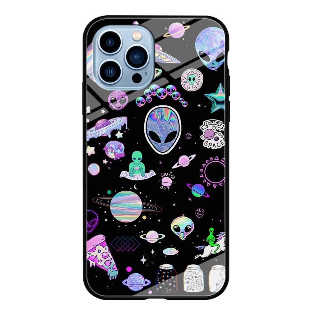 Alien Sticker Space Theme iPhone 13 Pro Case-Oxvistore