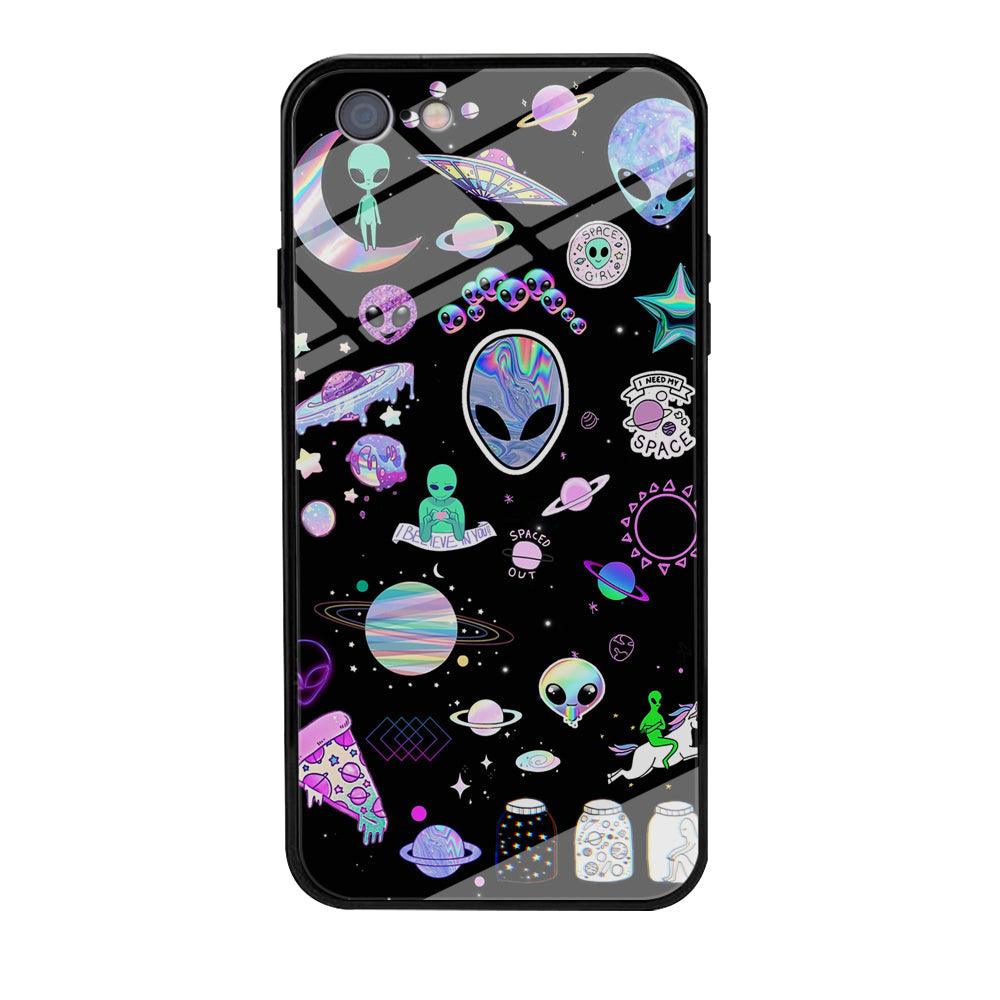 Alien Sticker Space Theme iPhone 6 Plus | 6s Plus Case-Oxvistore