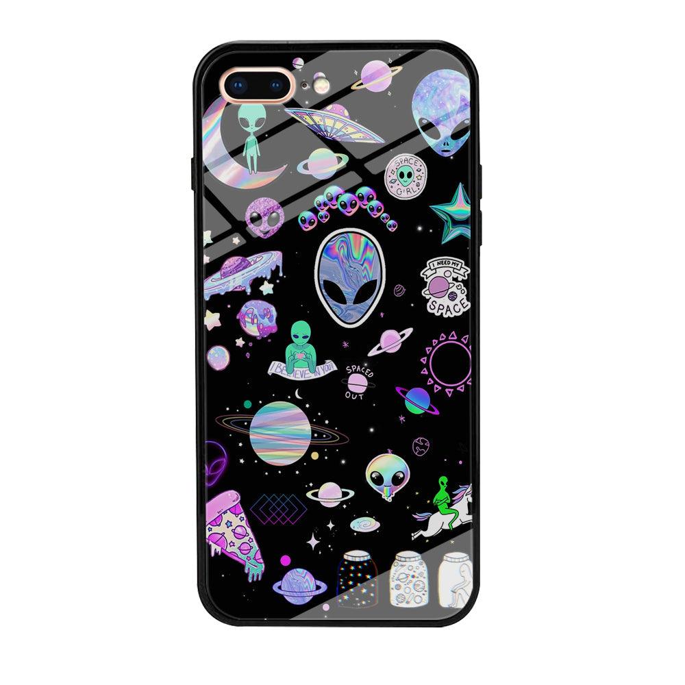 Alien Sticker Space Theme iPhone 7 Plus Case-Oxvistore