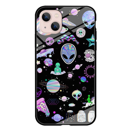 Alien Sticker Space Theme iPhone 15 Plus Case-Oxvistore