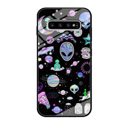 Alien Sticker Space Theme Samsung Galaxy S10 Case-Oxvistore