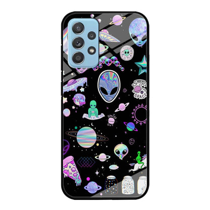 Alien Sticker Space Theme Samsung Galaxy A72 Case-Oxvistore