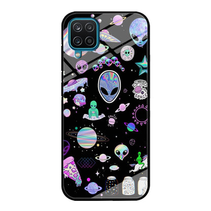 Alien Sticker Space Theme Samsung Galaxy A12 Case-Oxvistore