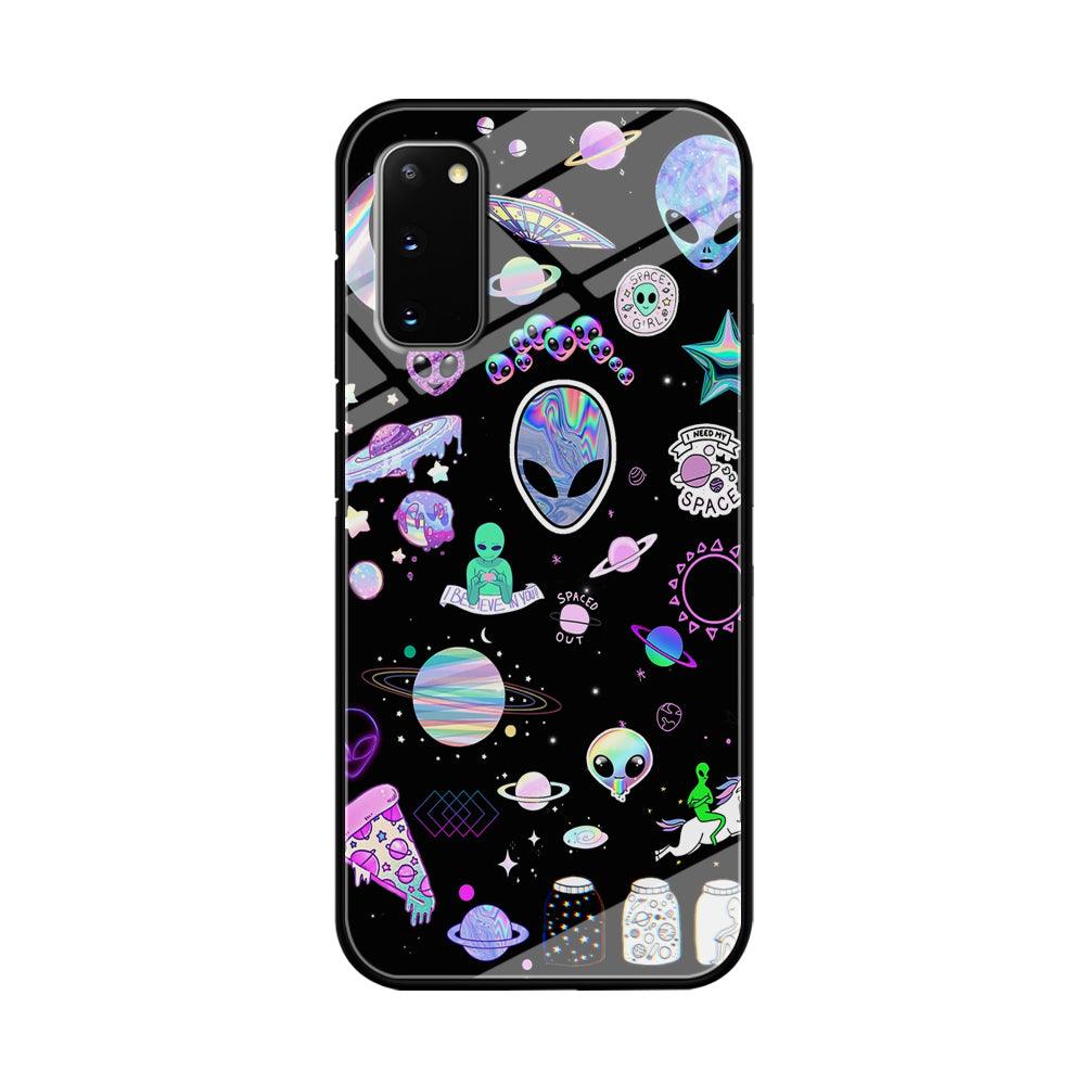 Alien Sticker Space Theme Samsung Galaxy S20 Case-Oxvistore