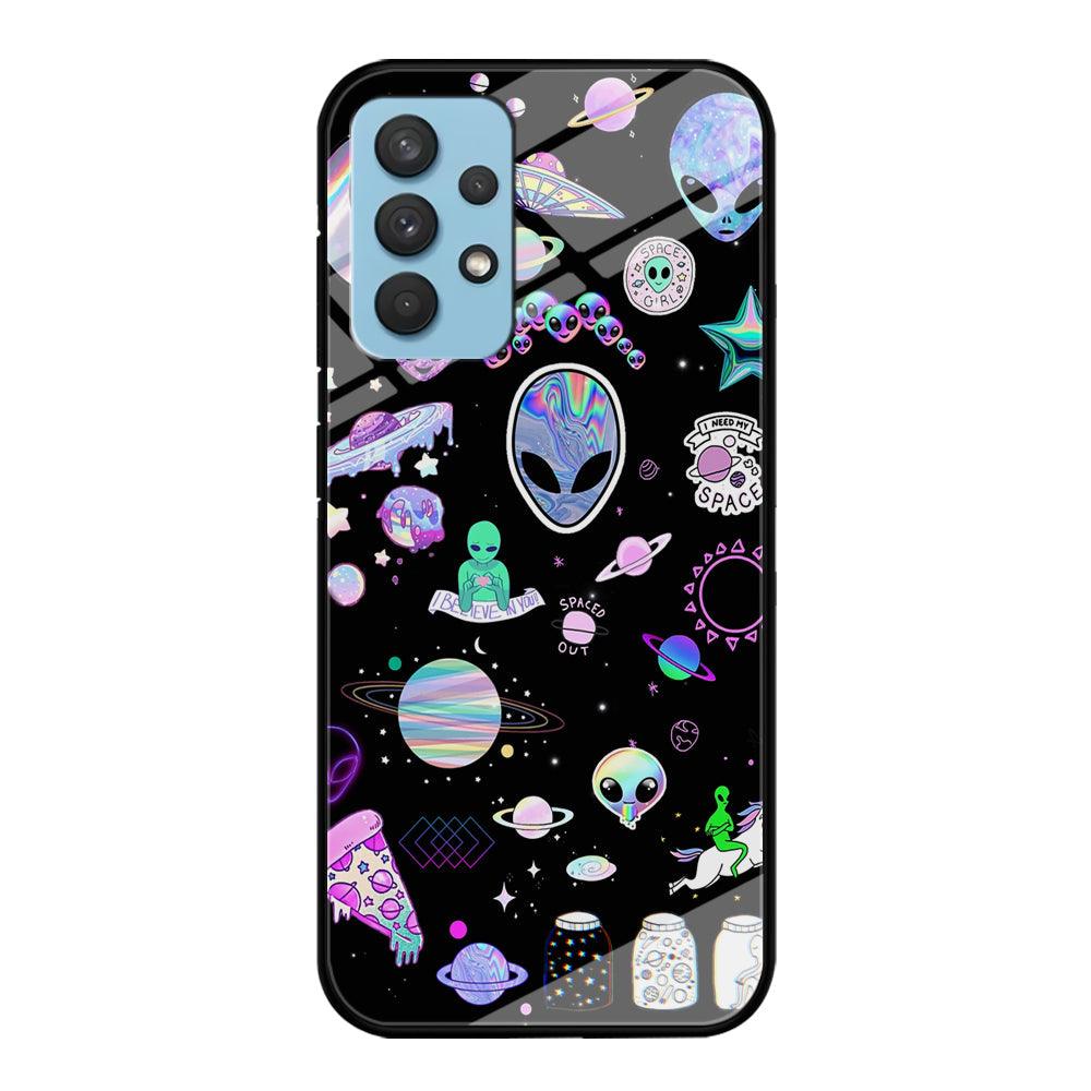 Alien Sticker Space Theme Samsung Galaxy A32 Case-Oxvistore